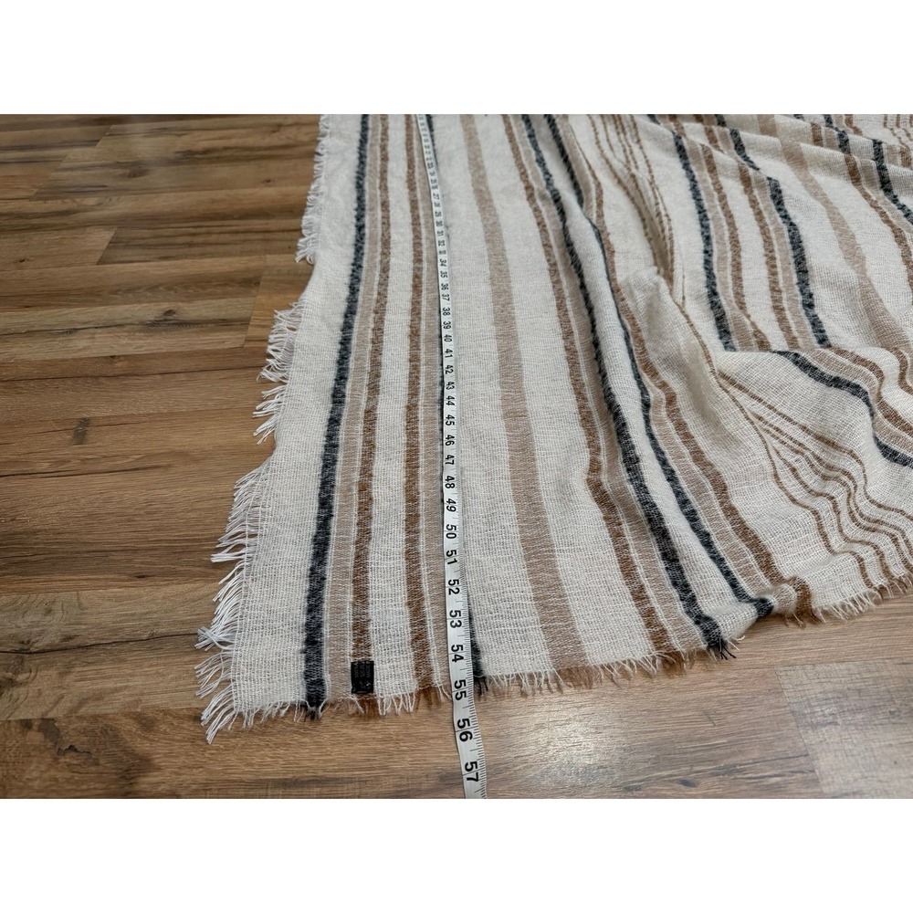 Boho Striped Lightweight Scarf Shawl Fringe‎ Neutral Wrap - Picture 5 of 6